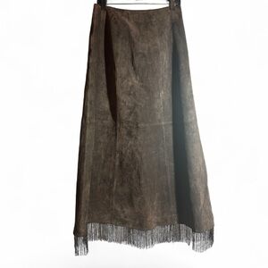 Bagatelle Suede Fully Lined Long Skirt with Beading, Size 10 (339)